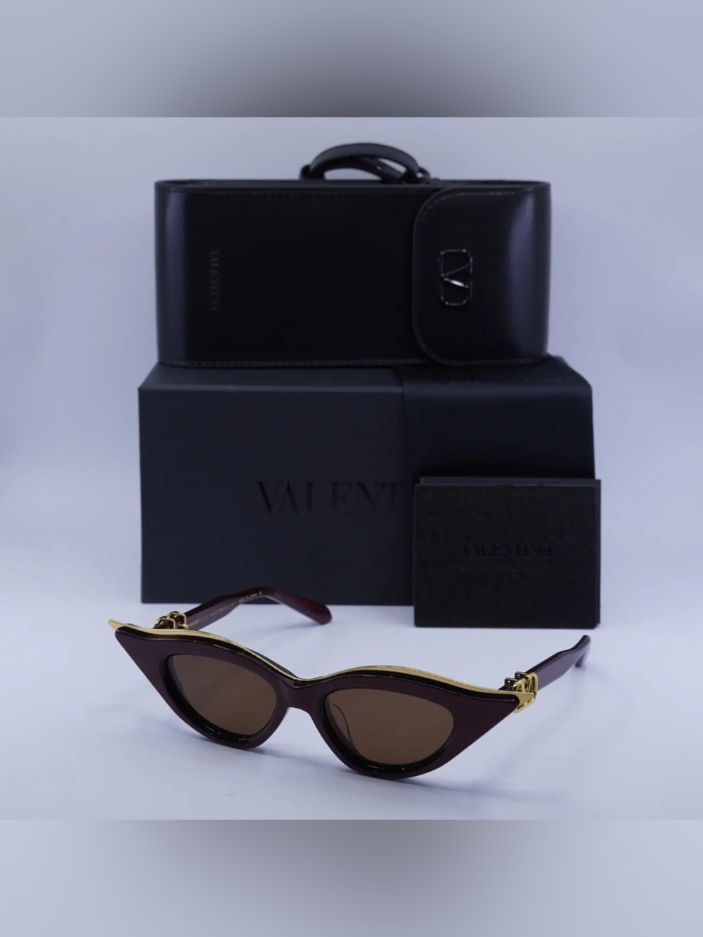 New Valentino V-GOLDCUT-II VLS-114B Bordeaux / Yellow Gold / Dark Brown AR NWT - Picture 3 of 4